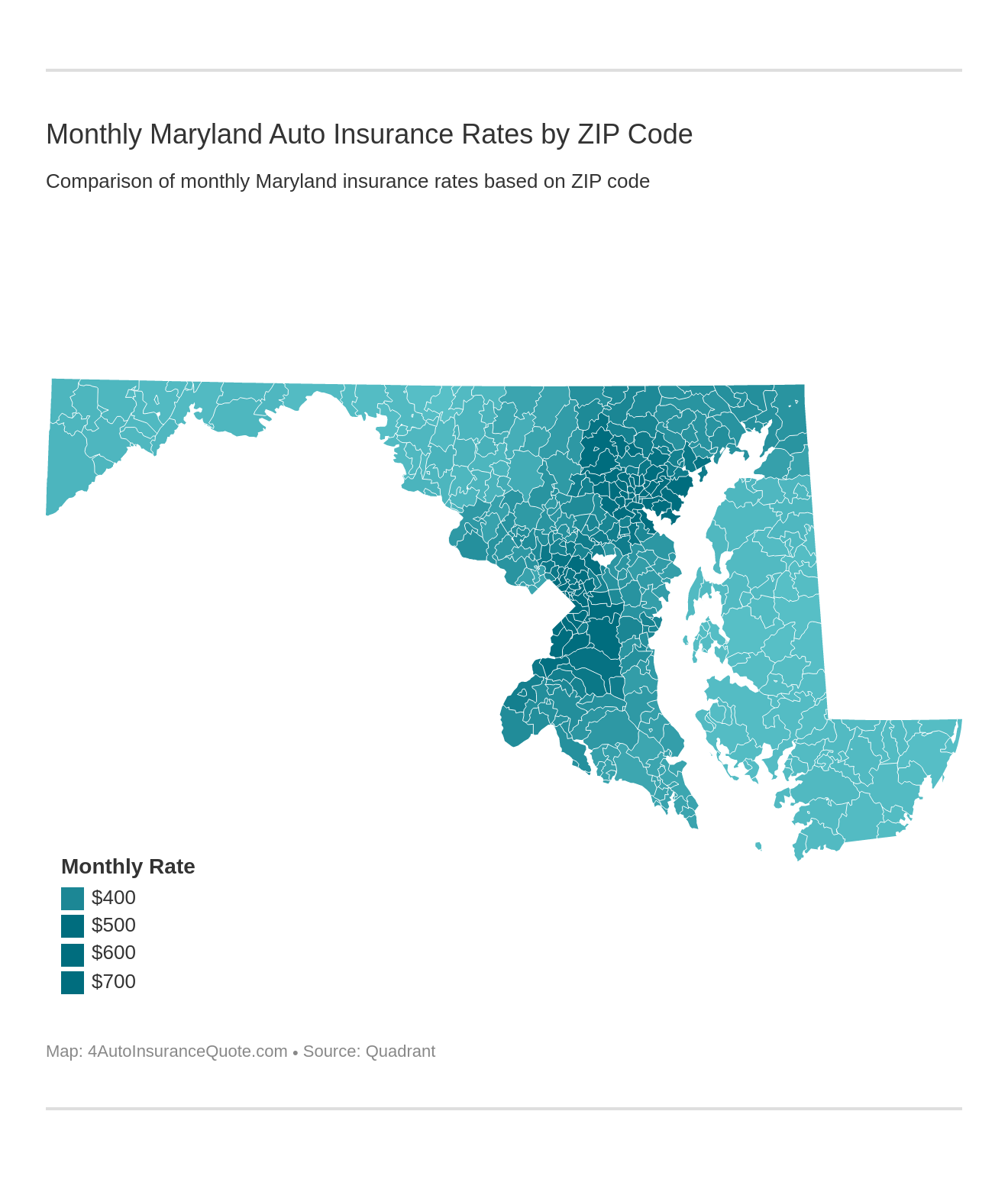 Monthly Maryland Auto Insurance Rates by ZIP Code Monthly Maryland Auto Insurance Rates by ZIP Code